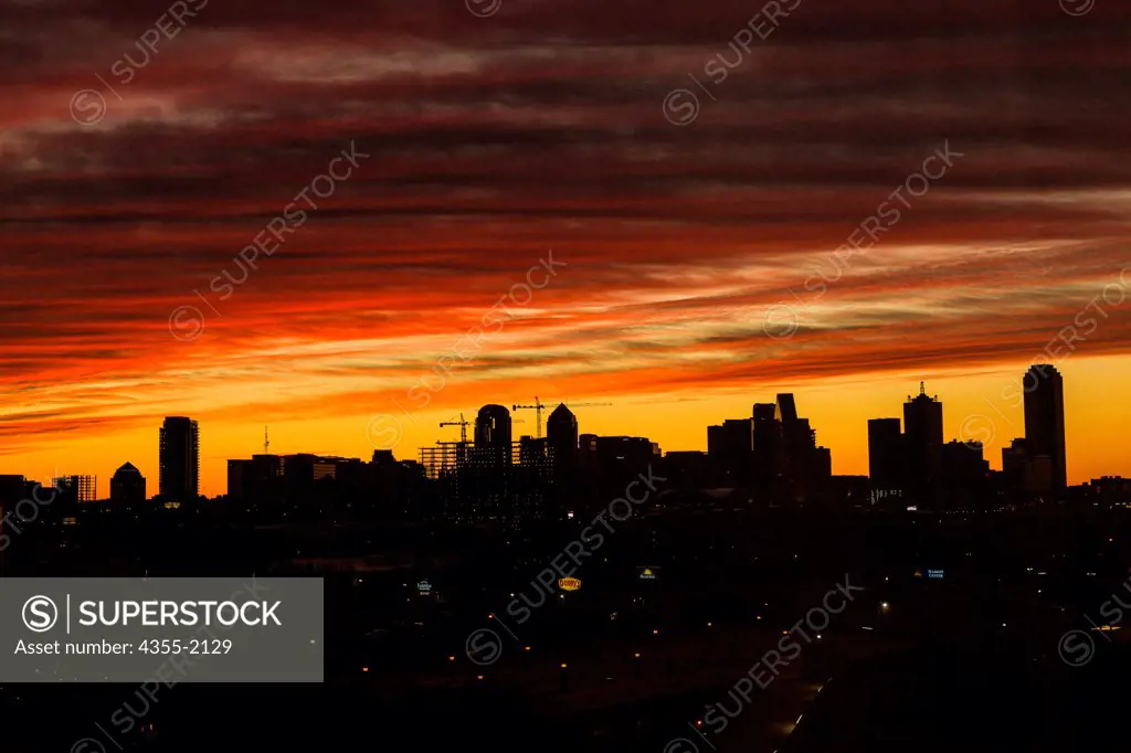 Sunrise on the Dallas skyline.