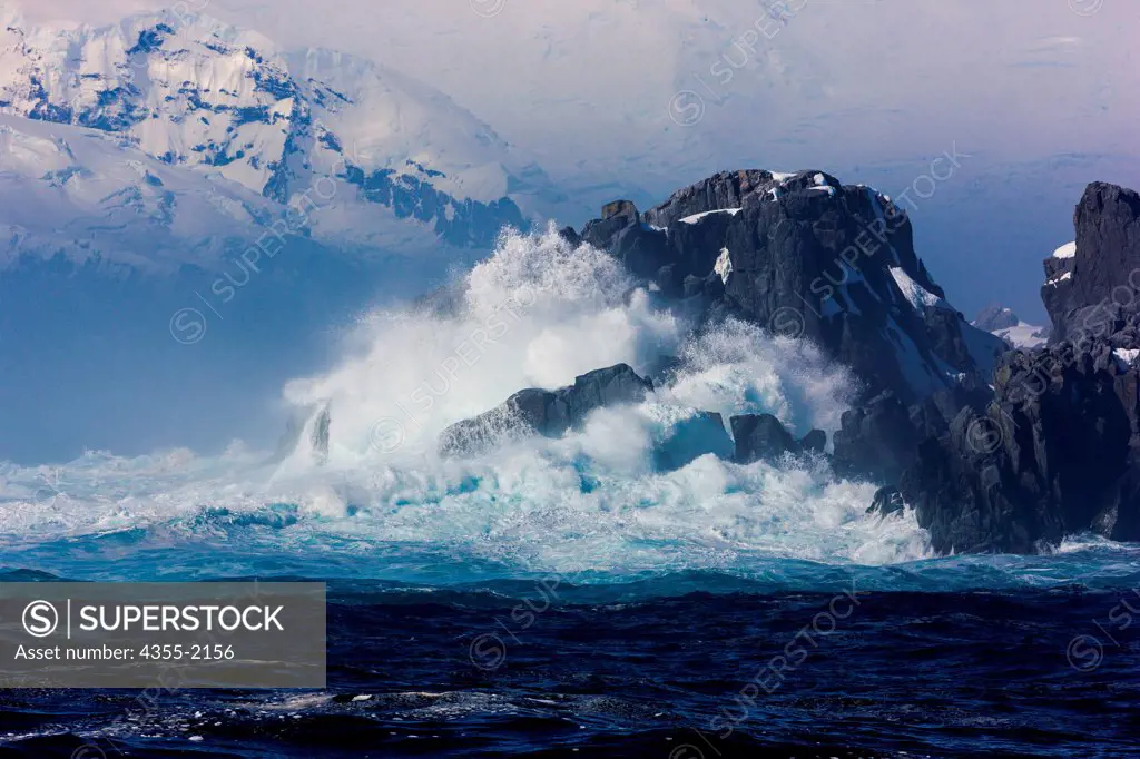 Enormous waves over 75 feet crash into the Melchior Islands in Antarctica