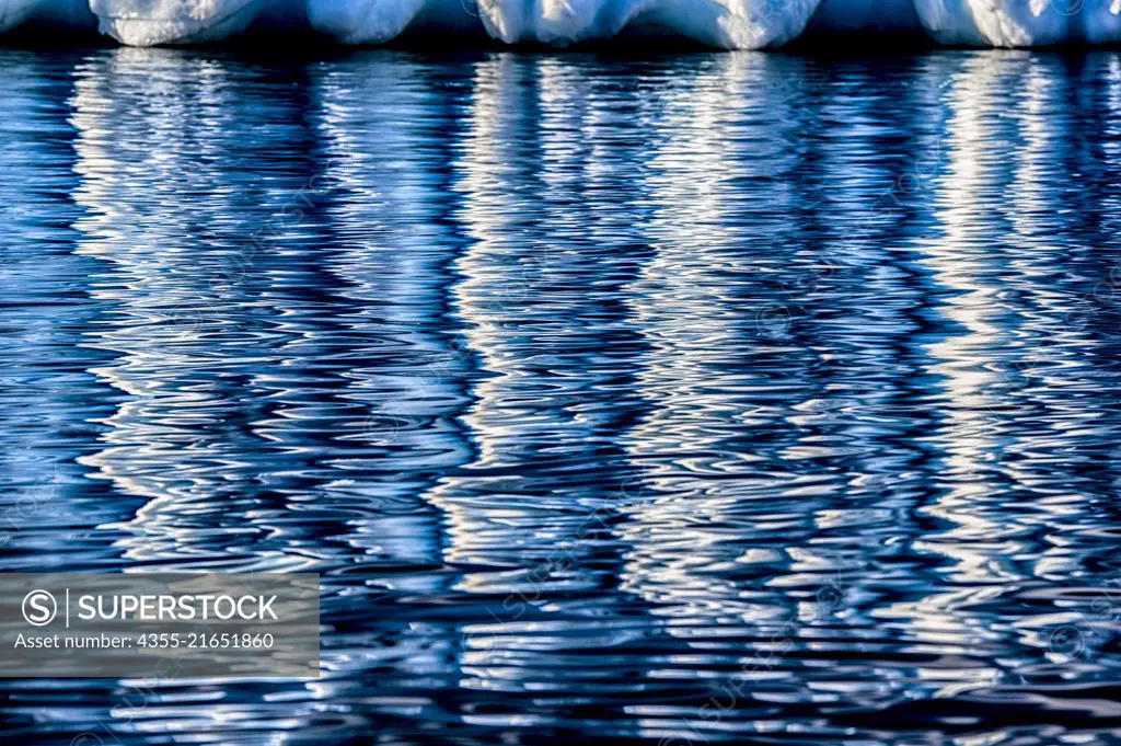 Reflections of icebergs off of Cuverville Island, Antarctica