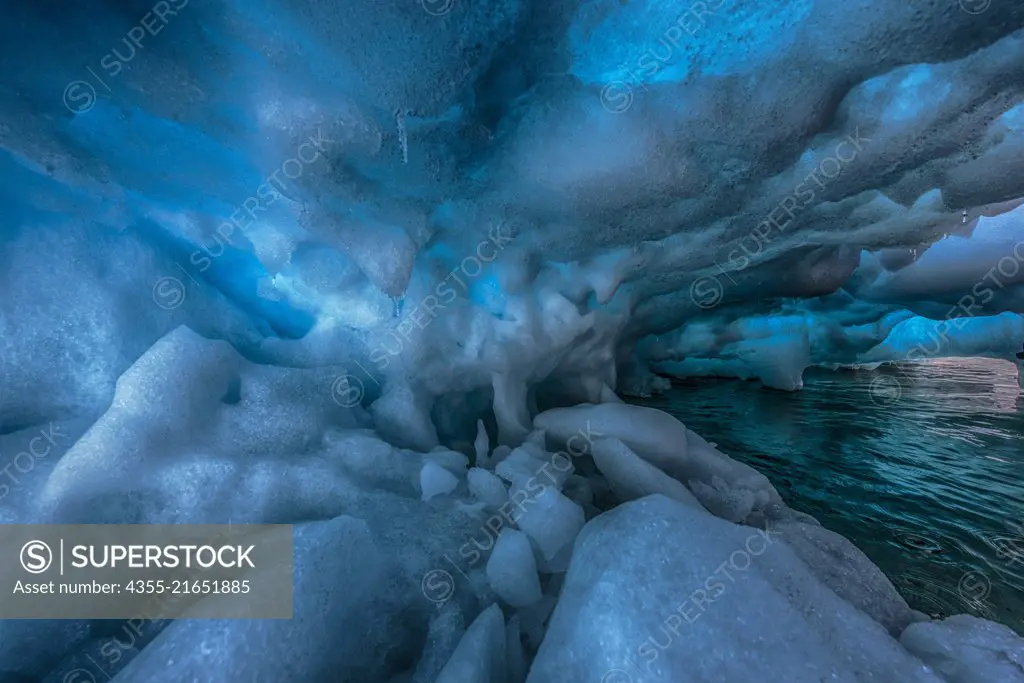 A view under an iceberg in Blackhead, Antarctica