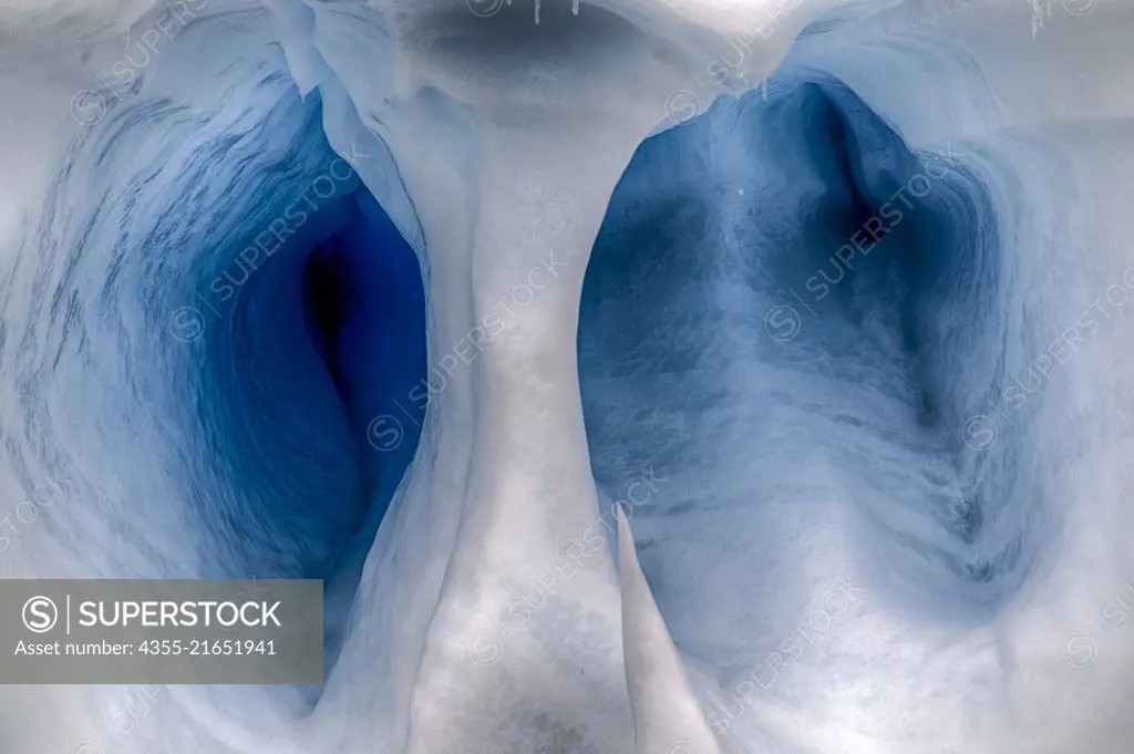 An iceberg which resembles human lungs in the Iceberg Graveyard, Antarctica