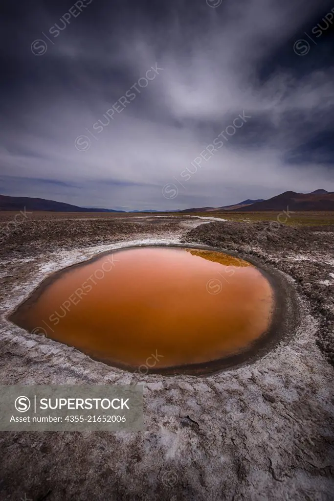 Red water caused from microbes in Tolar, Argentina