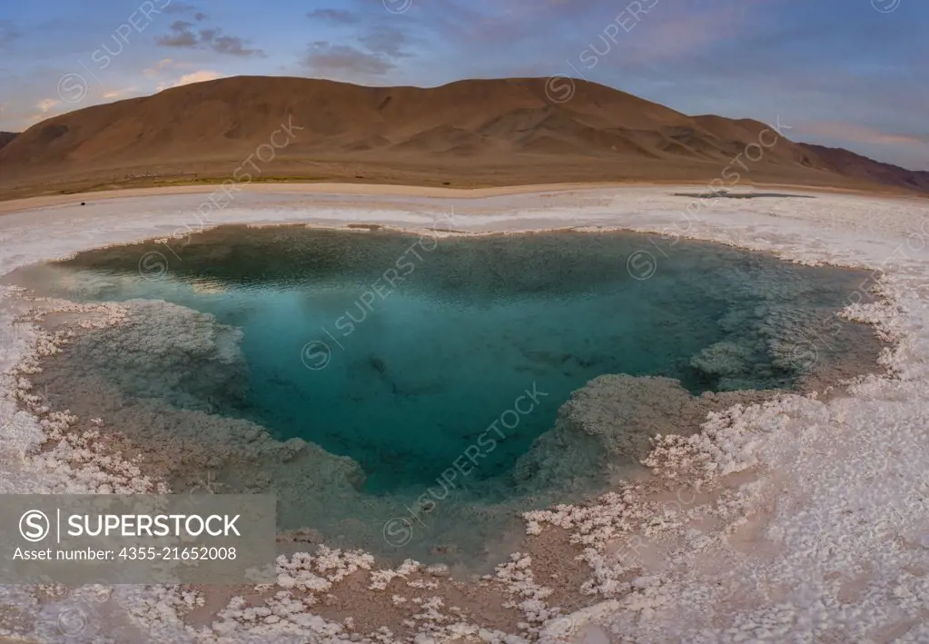 Salt water pools are part of fragile ecosystem in the high Puna of the Atacama Desert in Tolar, Argentina