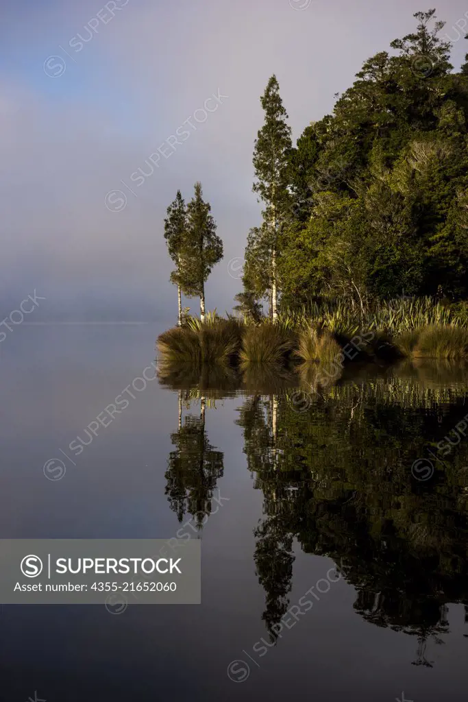 Lake Mapourika is located on the West Coast of New Zealand's South Island. It lies north of Franz Josef Glacier.