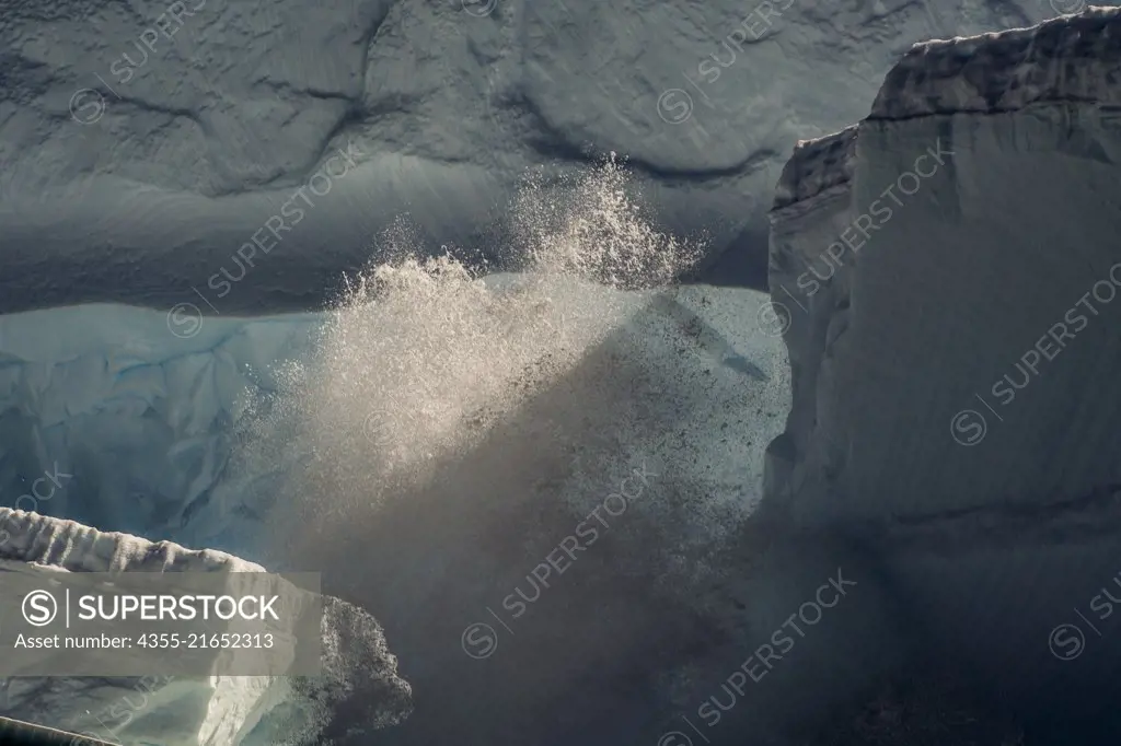 An iceberg collapses near Vernadsky Station in Antarctica
