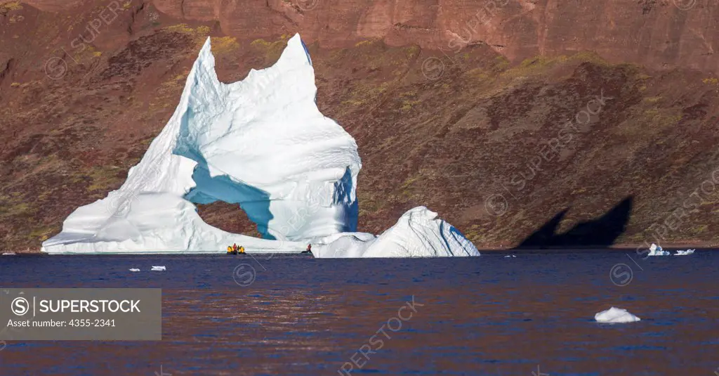 Greenland, Arched iceberg, panoramic view