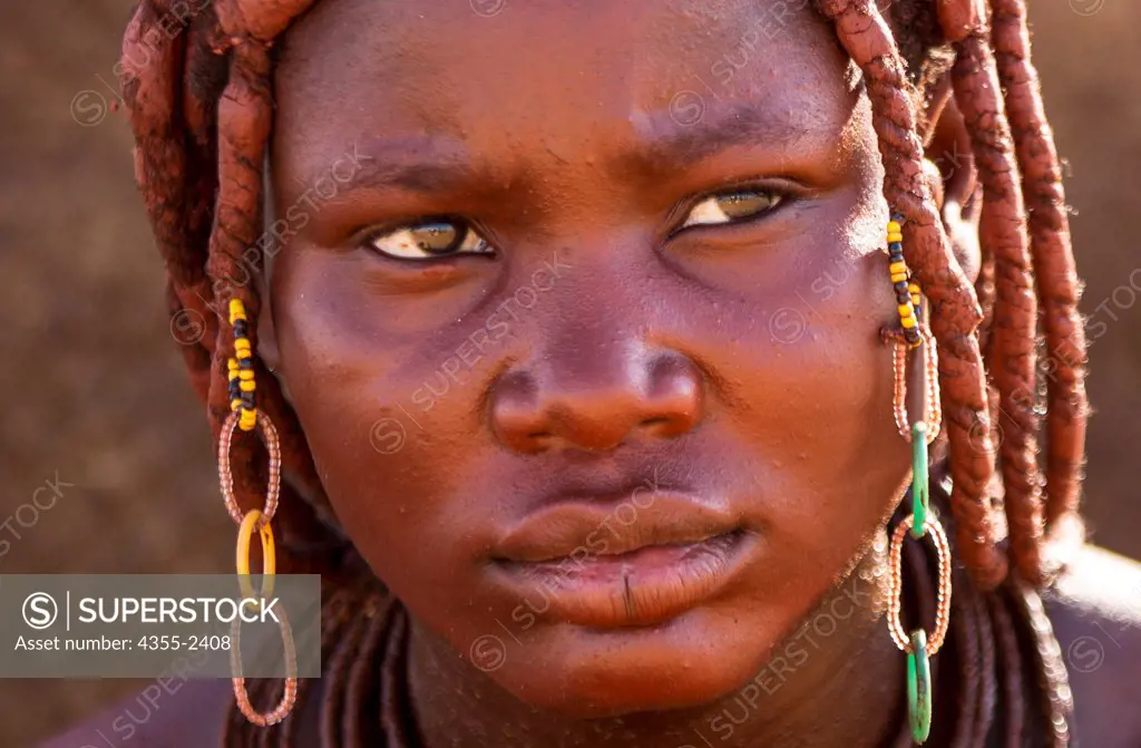 Namibia, Serra Cafema, Close-up portrait of Himba tribe woman