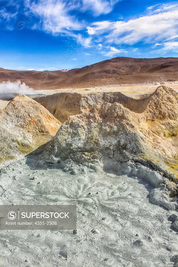 Bolivia, Sur Lipez, Bubbling mud pits from volcanic activity