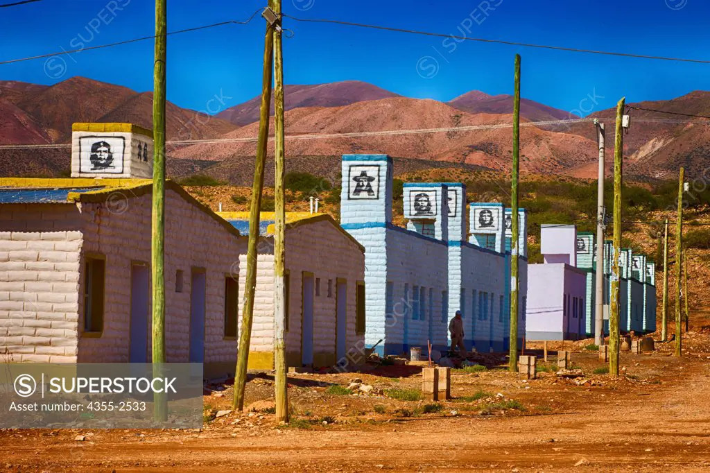 Argentina, Row of houses in village close to Bolivian border