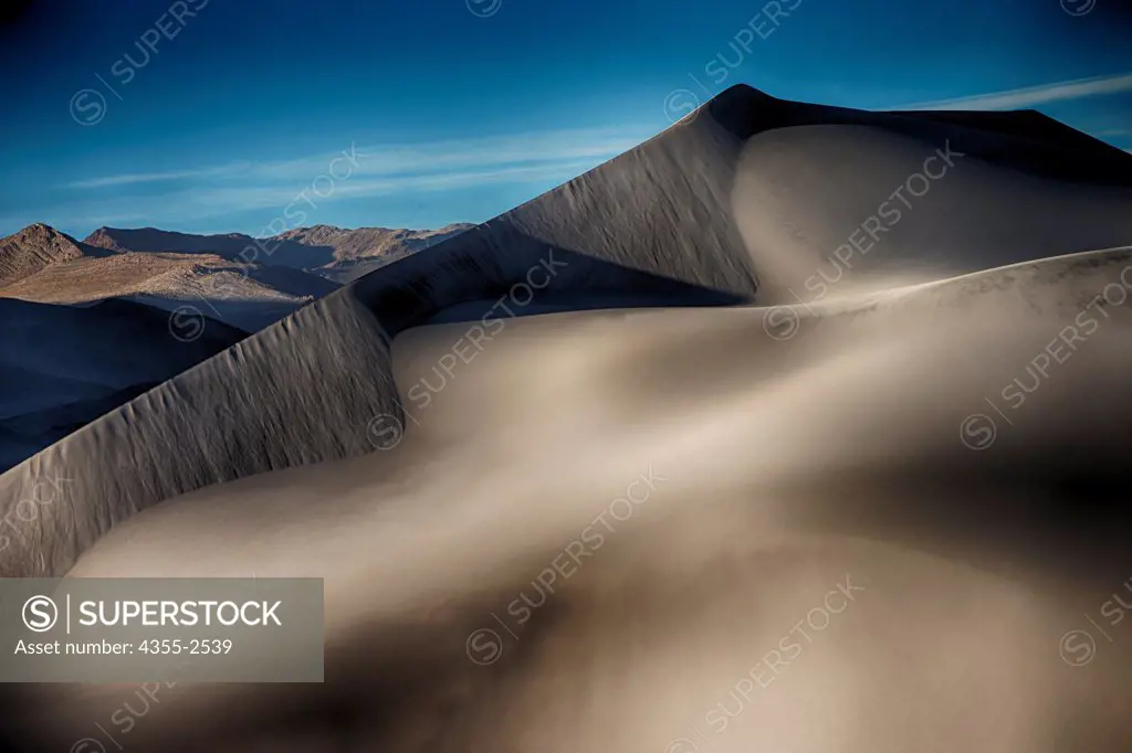 Argentina, Sand dunes of Atacama Desert, White Dune in Atacama Desert of Argentina. Atacama Desert is plateau in South America, covering 1, 000-kilometre strip of land on Pacific coast, west of Andes mountains. It is driest desert in world composed mostly of dry salt lakes, sand, and felsic lava flows towards Andes.