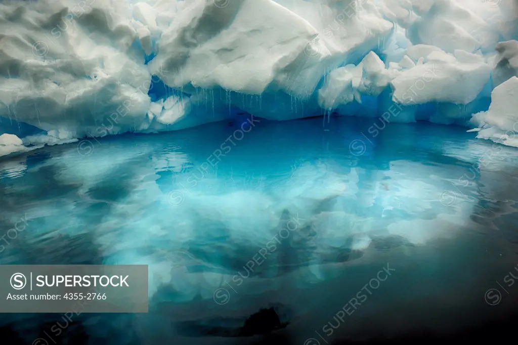 Icebergs floating on water in Neko Harbor, Antarctic Peninsula, Antarctica