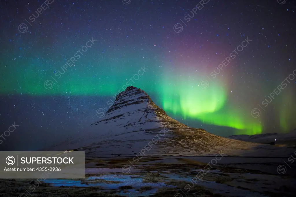 Aurora Borealis or Northern Lights in Snaefellsnes, Iceland
