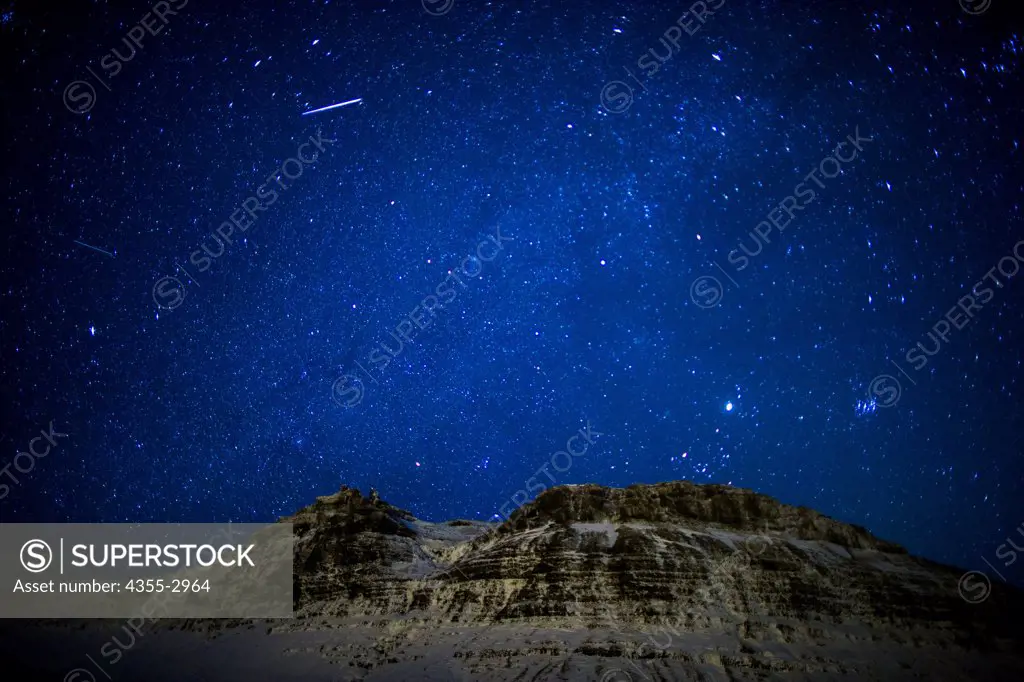 Meteor streaks across the sky in Snaefellsnes, Iceland