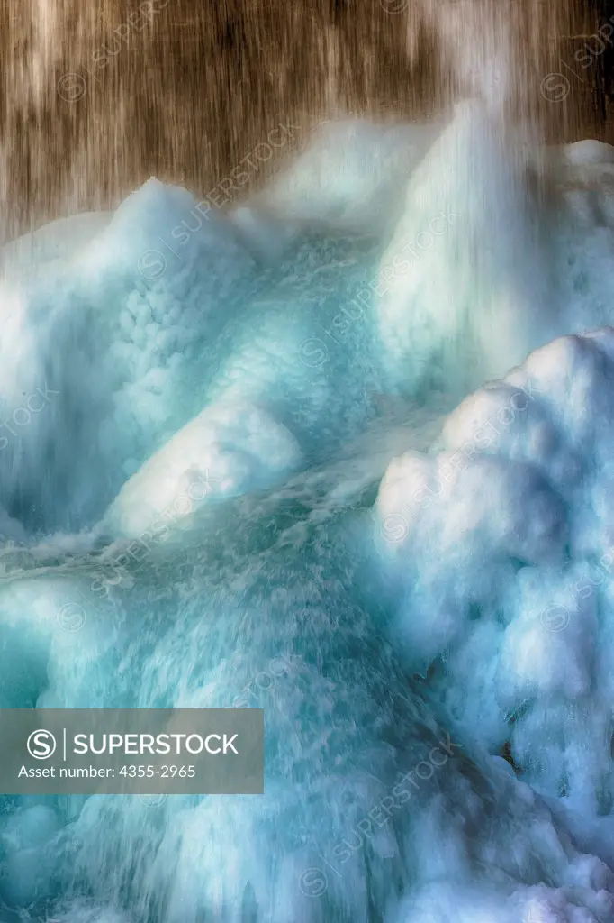 Frozen waterfall, Svartifoss Waterfall, Skaftafell National Park, Iceland