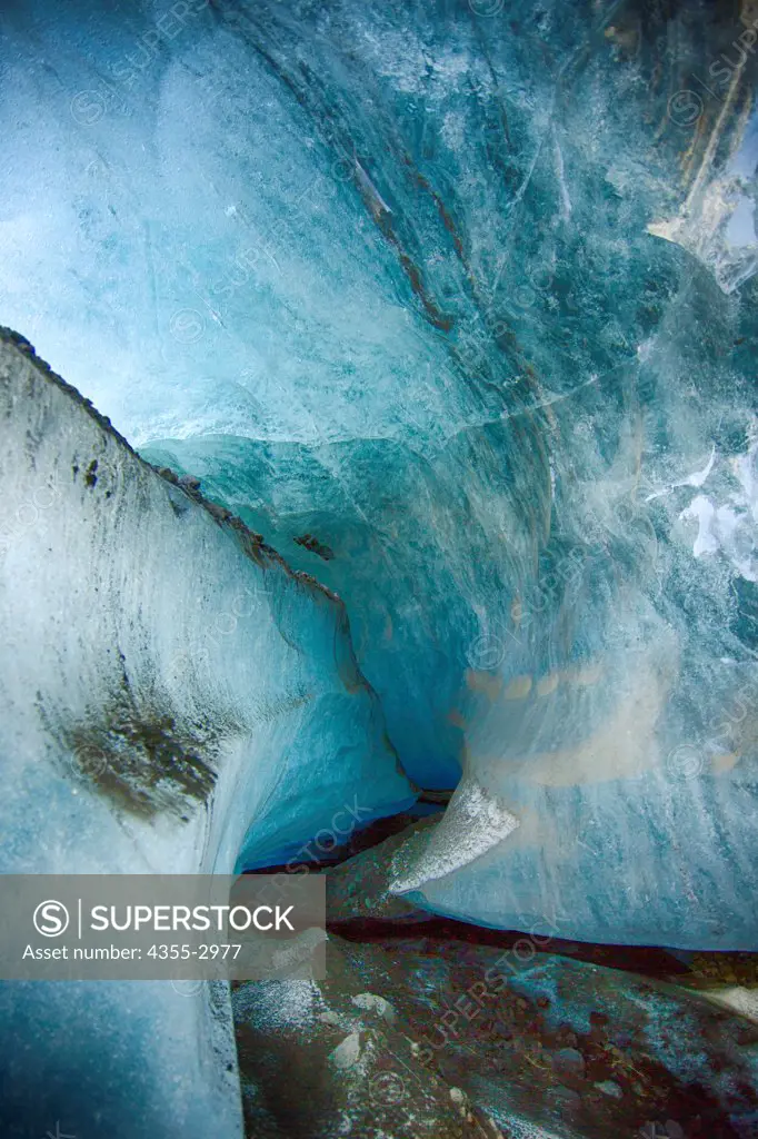 Ice cave on the Svinafellsjokull glacier, Vatnajokull, Iceland
