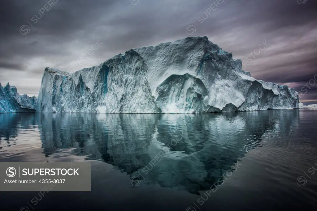 Tabular icebergs floating on water, Ilulissat Icefjord, Disko Bay, Ilulissat, Greenland
