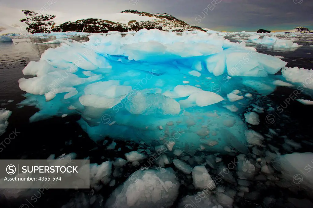 A Predominantly Submerged Irregular Iceberg