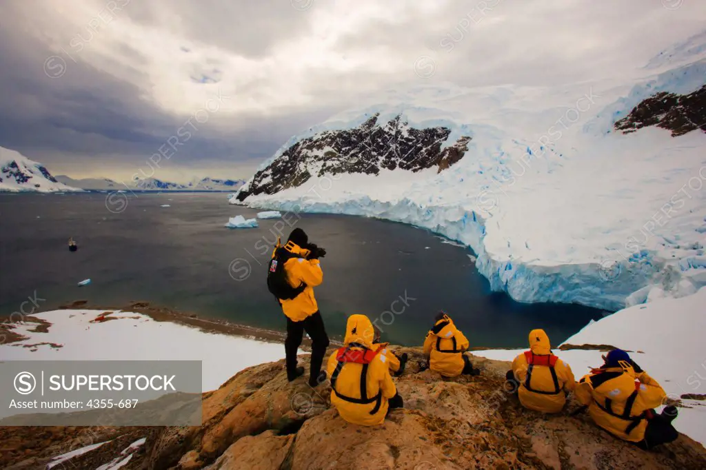 Ecotourists Enjoy the Vista of Niko Harbor, Antarctica