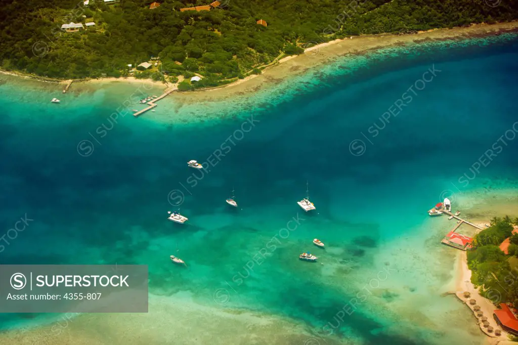 Aerial View of a Coral Reef in Tortola
