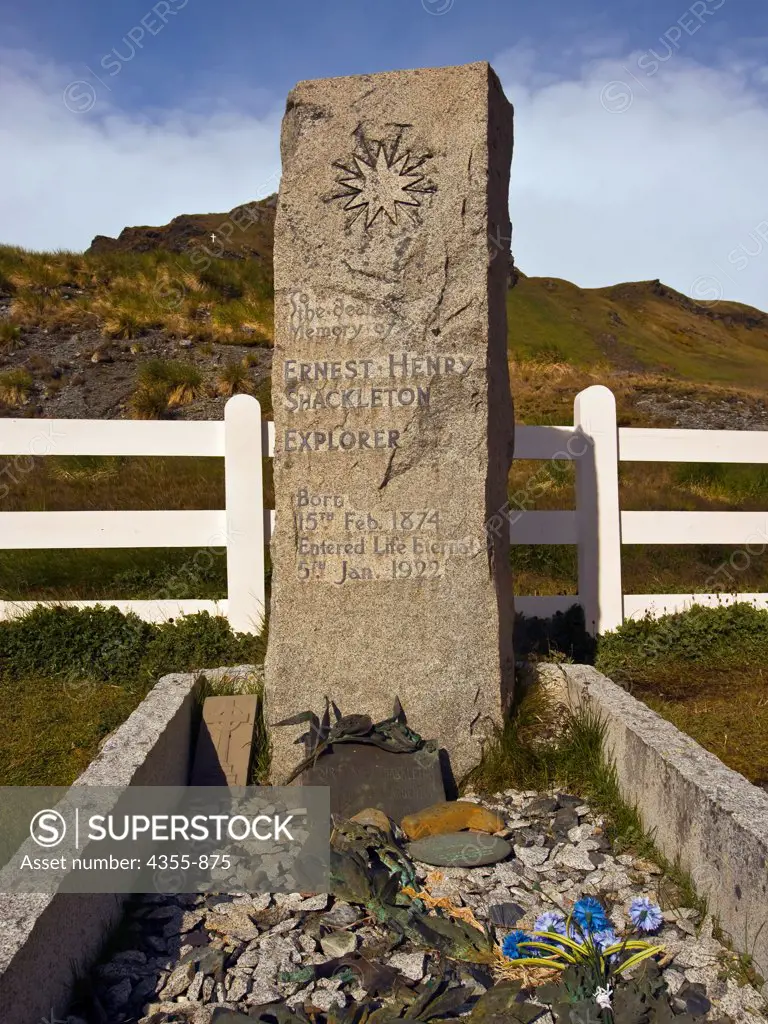 Gravesite of Sir Ernest Shackelton at Grytviken Whaling Station, South Georgia Island.