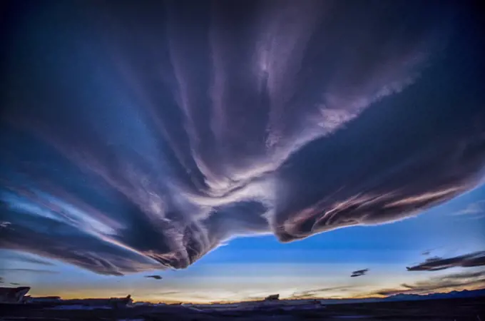 Eerie Lenticular Clouds over the Pumice Stone Fields in high plateau of the Puna near Catamarca, Argentina