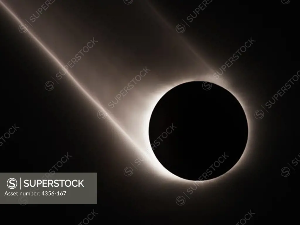 The Sun's Corona Peeking Out from Behind Scattered Clouds During Totality as Camera's Telescope Mount Momentarily Slews off Target, Solar Eclipse of July 22, 2009 near Hangzhou, China