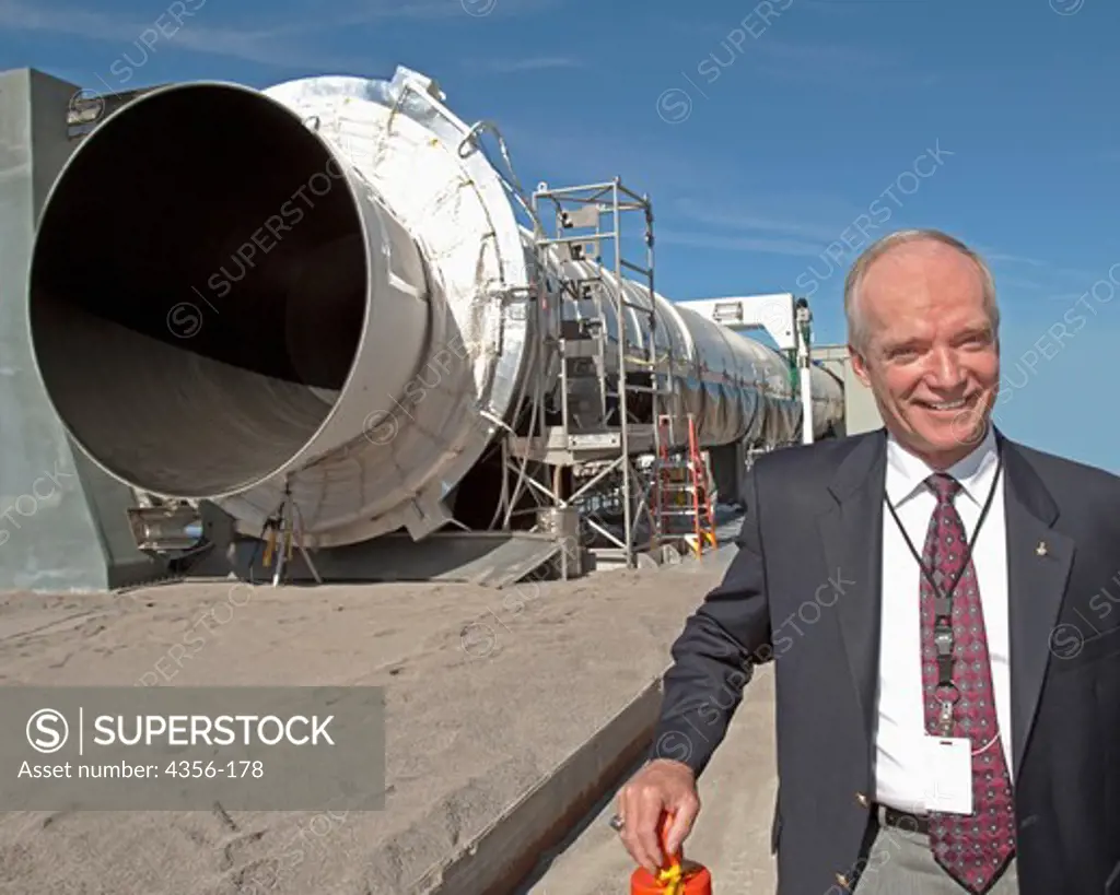 Astronaut Charles J. 'Charlie' Precourt, ATK's VP & General Manager of Space Launch Systems with Ares I First Stage Test