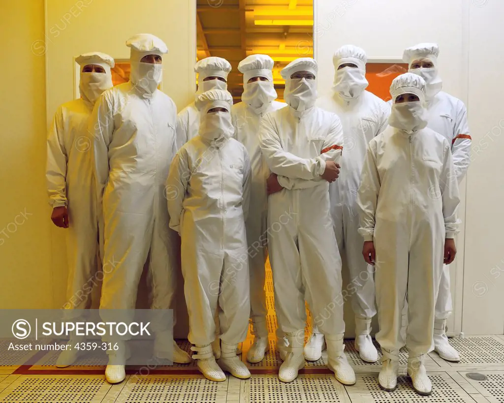 Microchip Technicians in Clean-Room Clothing