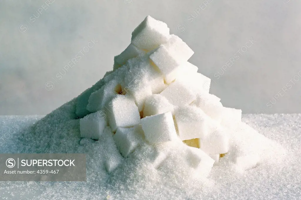 Granulated sugar and sugar cubes.