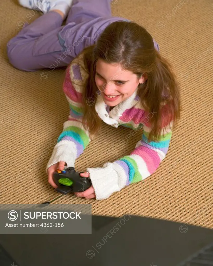 Teenage Girl Playing Video Game