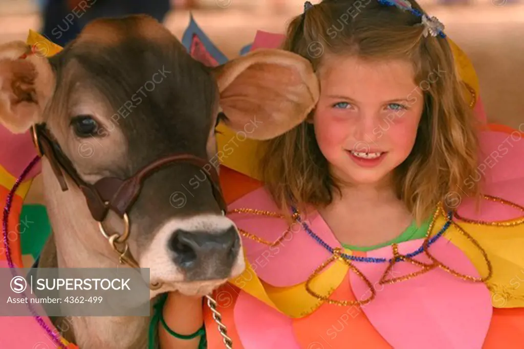 Girl with Brown Swiss Cow