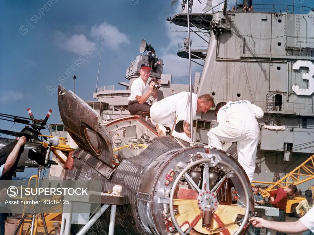 Gemini capsule recovery aboard the USS Wasp.