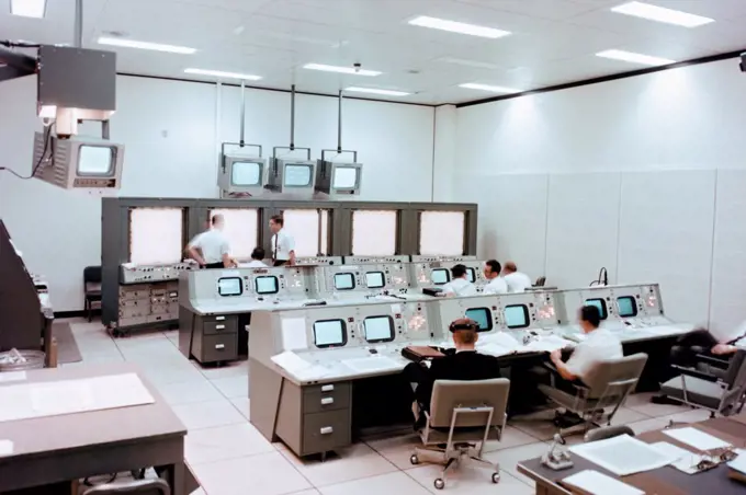 One of the many support rooms that feed the Mission Control Center. This control room monitored and evaluated all aspects of powered flight concerting spacecraft crew safety and orbital insertion, as well as evaluated and recommended modification of trajectories to meet mission objectives.