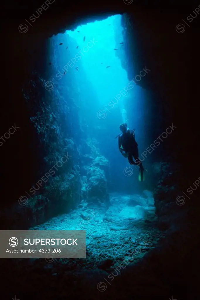 Diver Swims in the Chimney