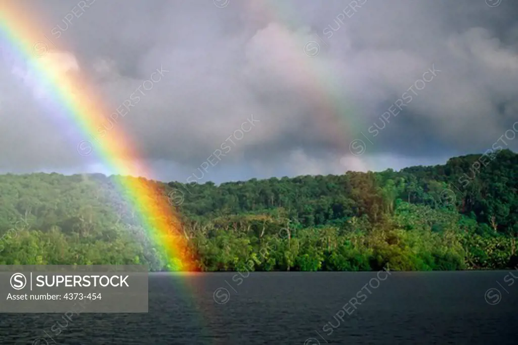 Rainbow Above Tropical Rainforest