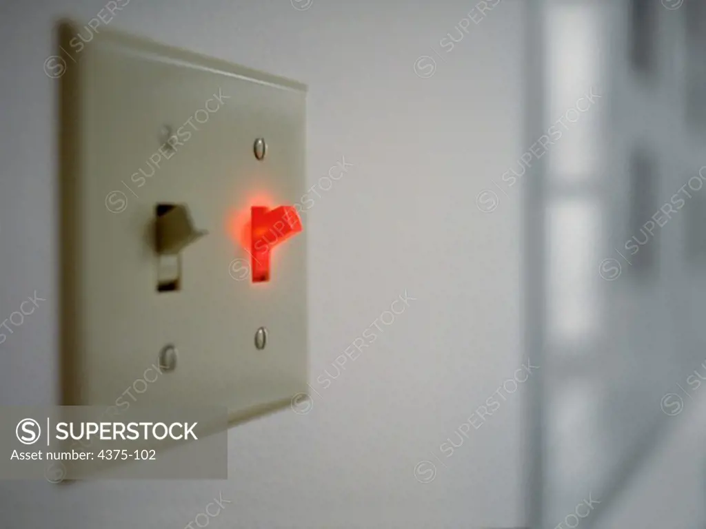 Glowing Red Light Switch in Hospital