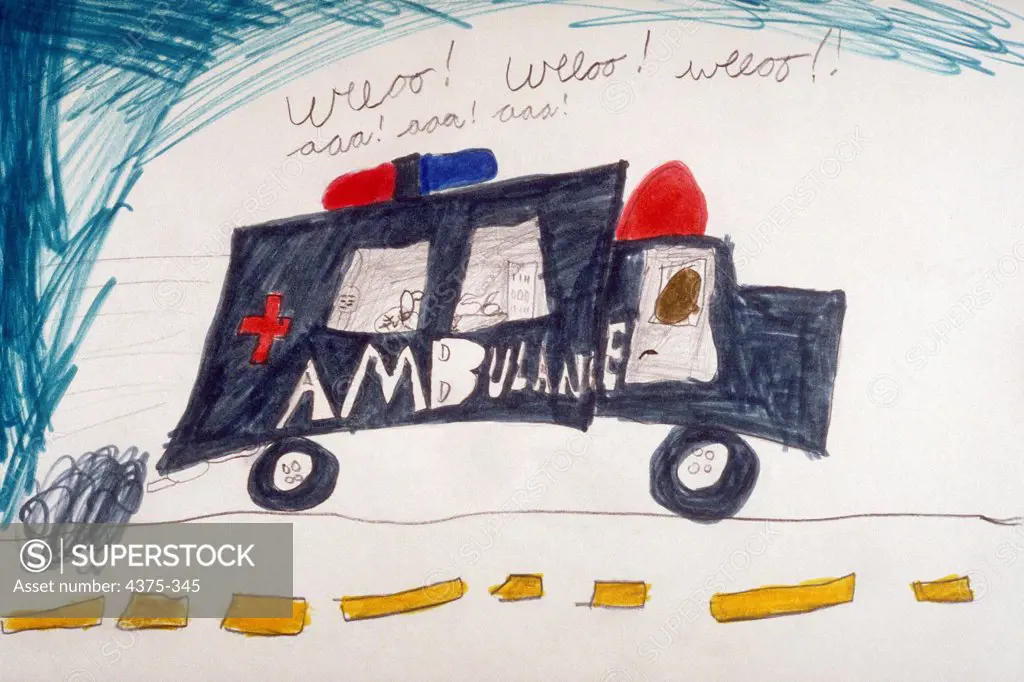 Drawing of Ambulance with Siren Blaring