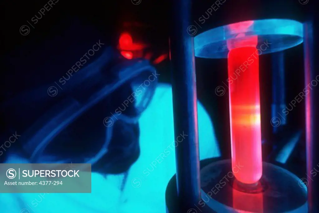 Scientist Studies Fluorescing DNA