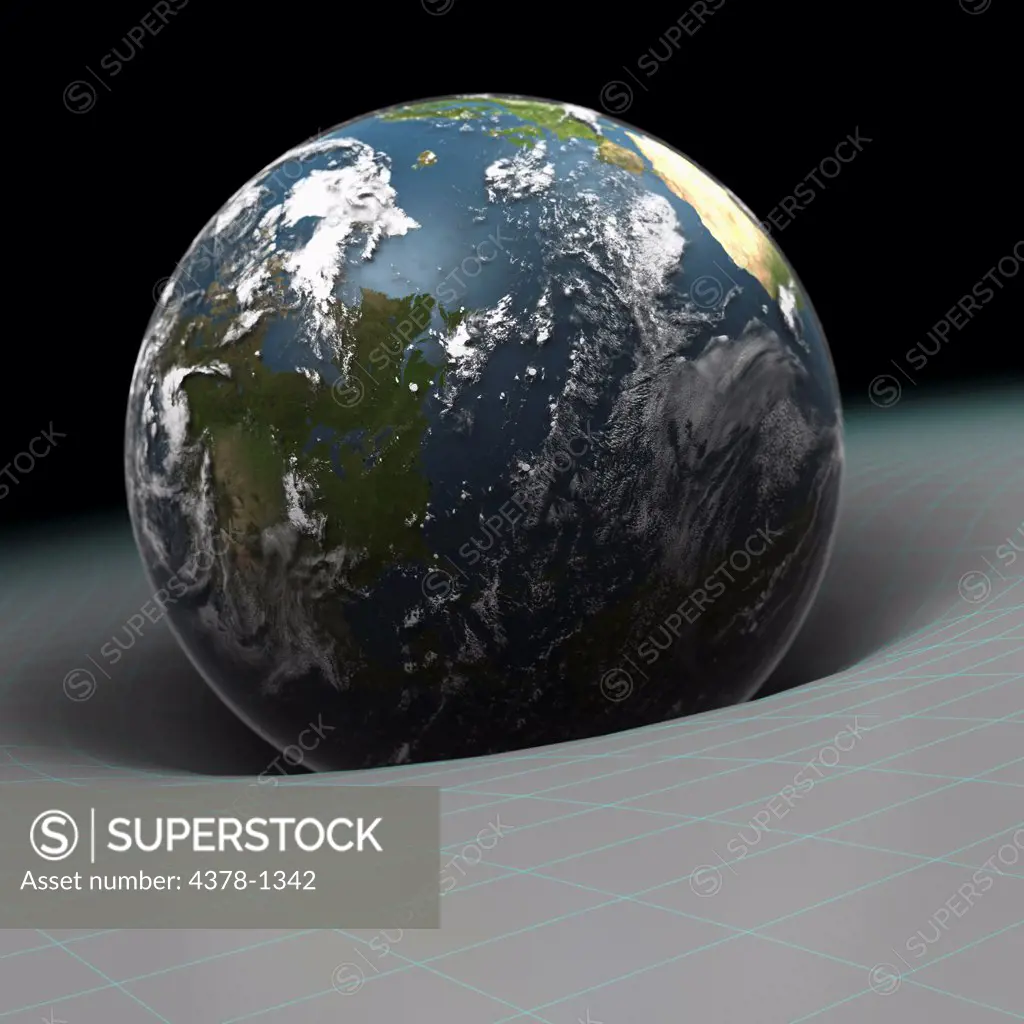 Wireframe model used to show the gravity of earth.