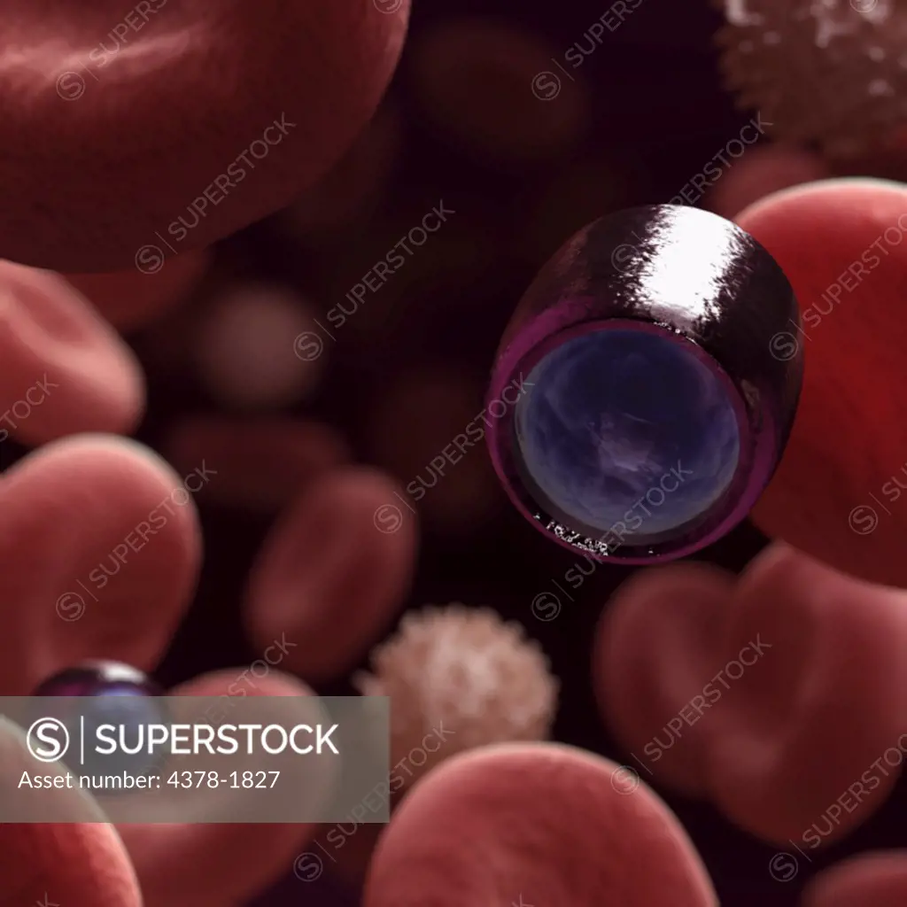 Nanobots circulating in the bloodstream.