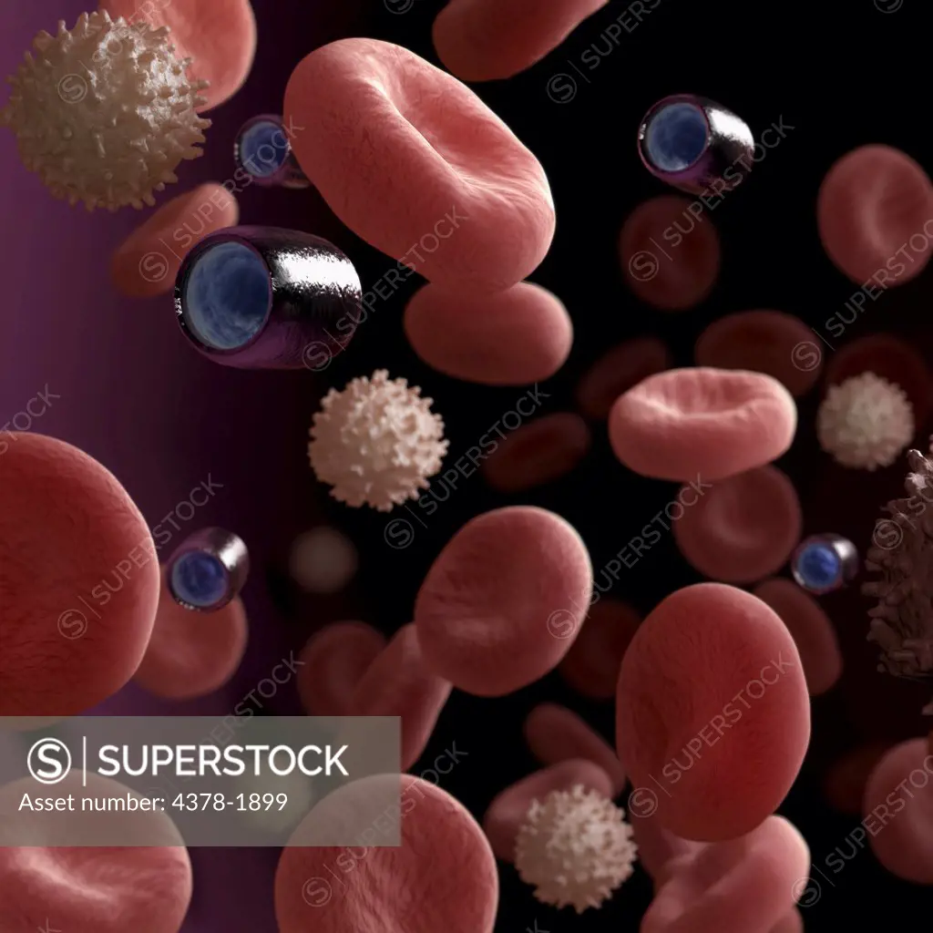 Nanobots circulating in the bloodstream.