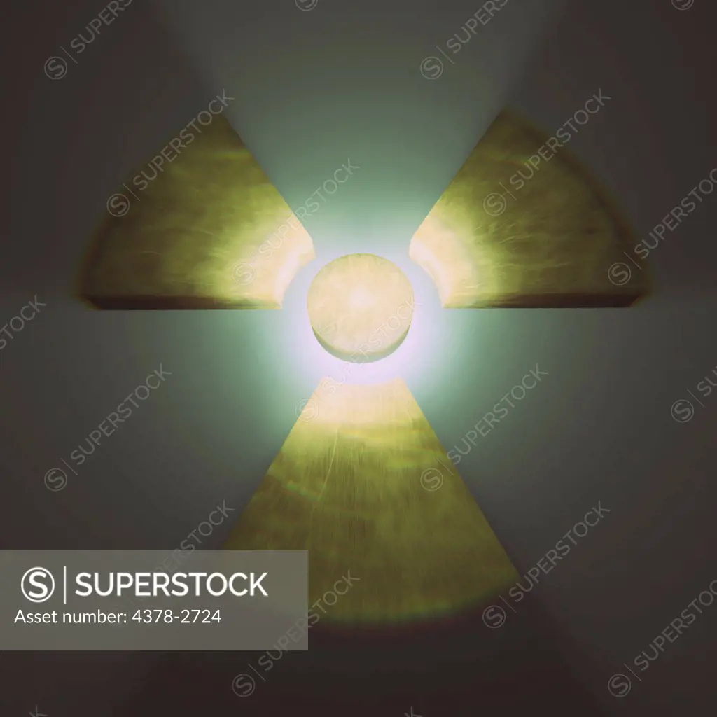 Illuminated radioactive symbol.