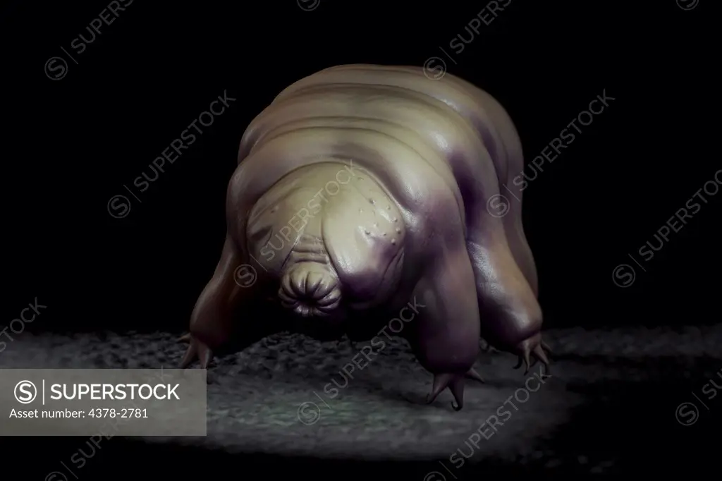 Water Bear (Tardigardes) crawling over a surface.