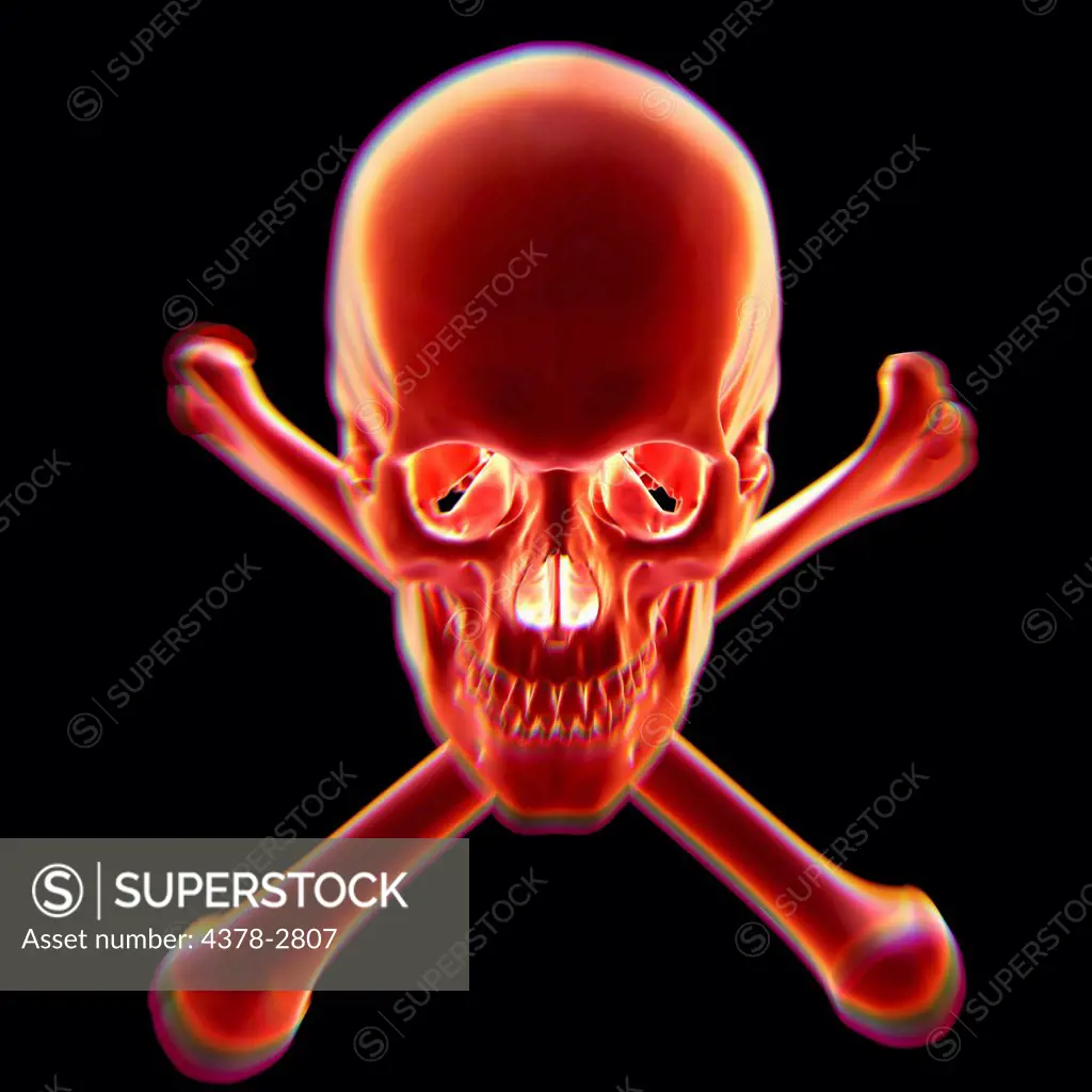 Red skull and crossbones symbolizing danger or death.