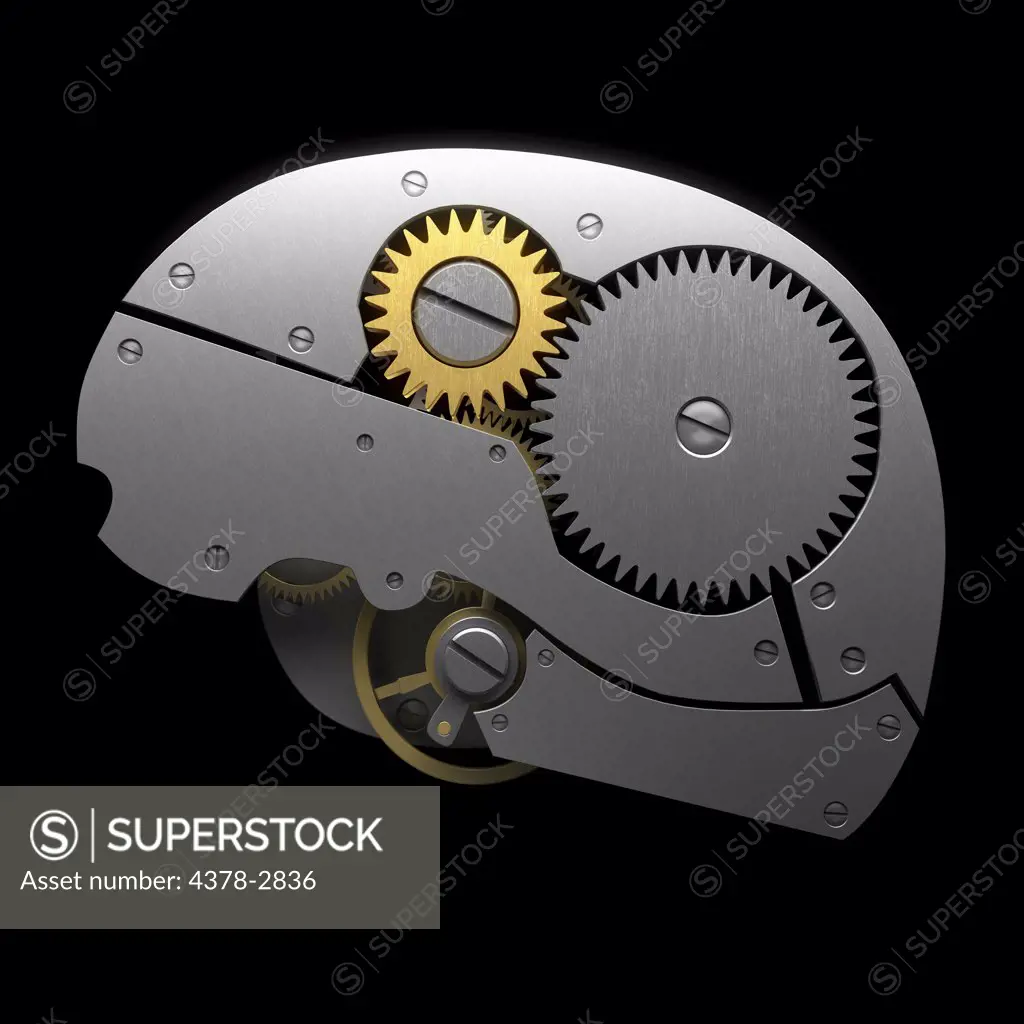 Representation of the human mind as a gear system which represents ideas about the process of human thought process and the functioning of mental capacities.