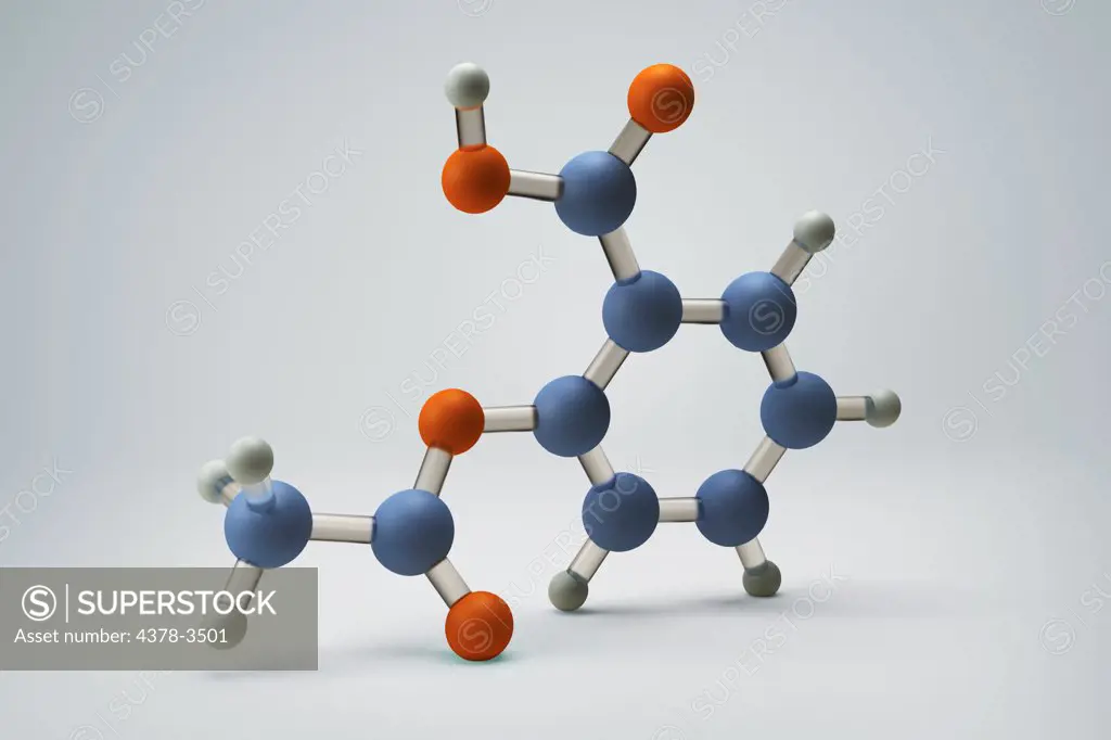 Aspirin or acetylsalicylic acid molecular model.