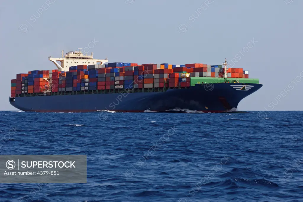 A large container ship off the coast of Sri Lanka.
