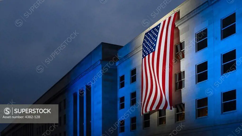 Flag Draped Over Pentagon