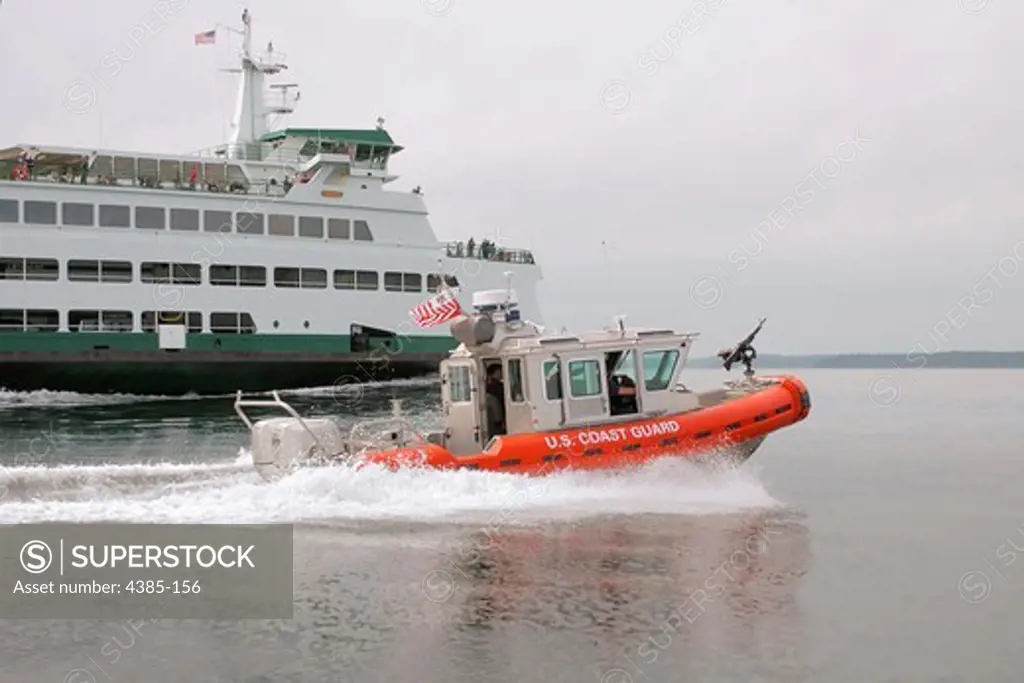 Coast Guard Response Boat and Washington State Ferry
