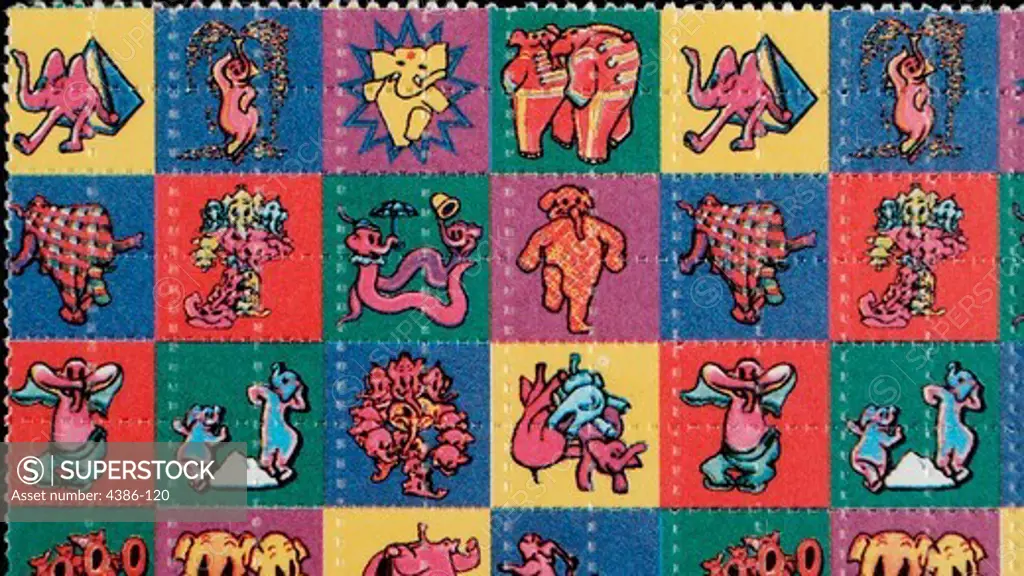 Pink Elephants on Acid Blotter Paper